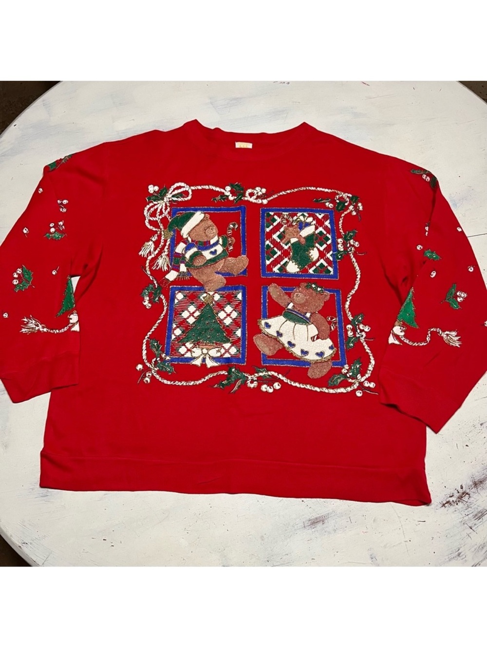 Vintage Christmas Bears Sweatshirt Kitschy Grandma